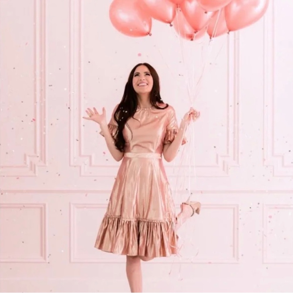 Rachel Parcell Metallic Swing Dress in Pink Compact Foil